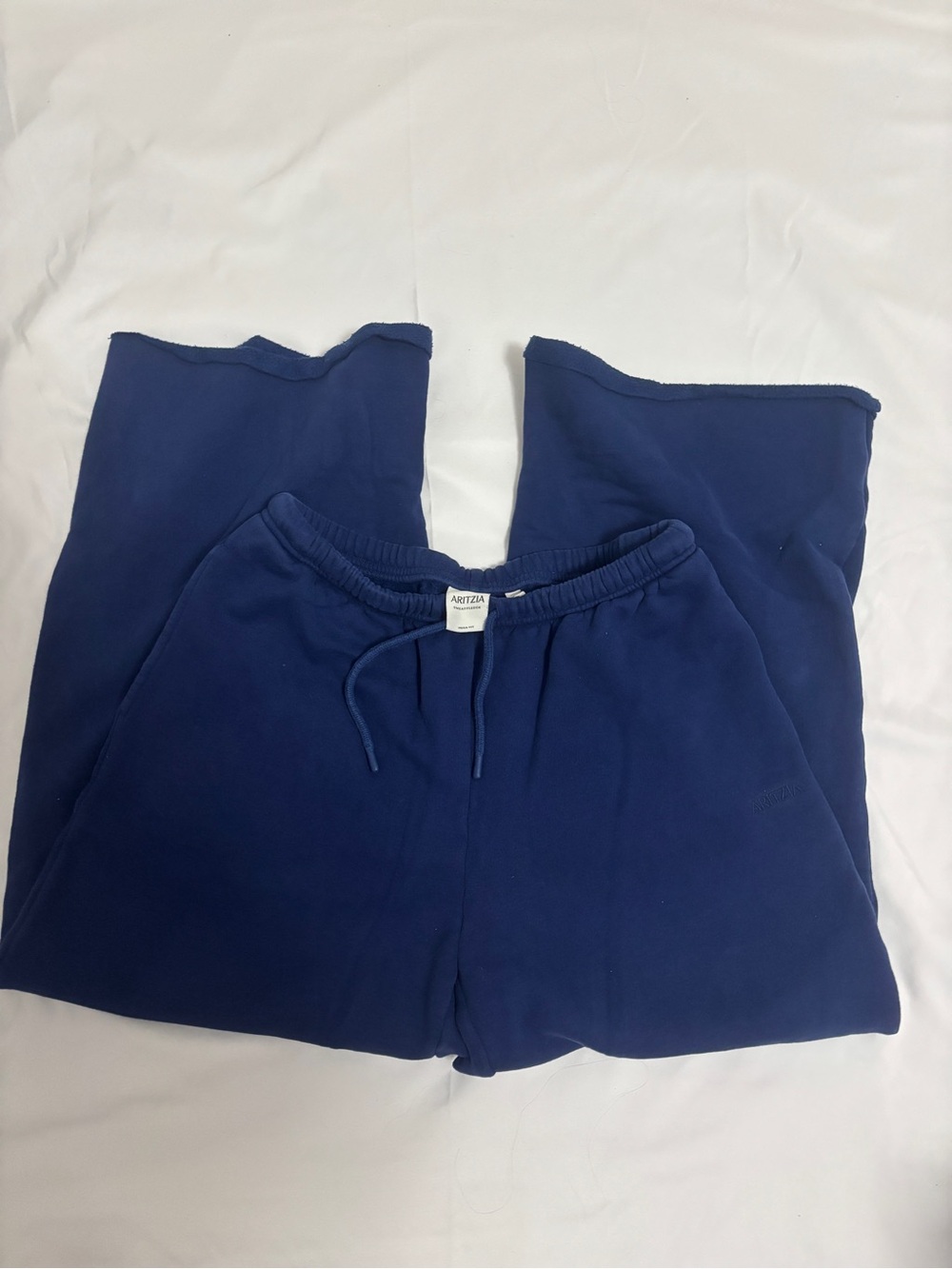 Aritzia Navy Wide-Leg Drawstring Sweatpants